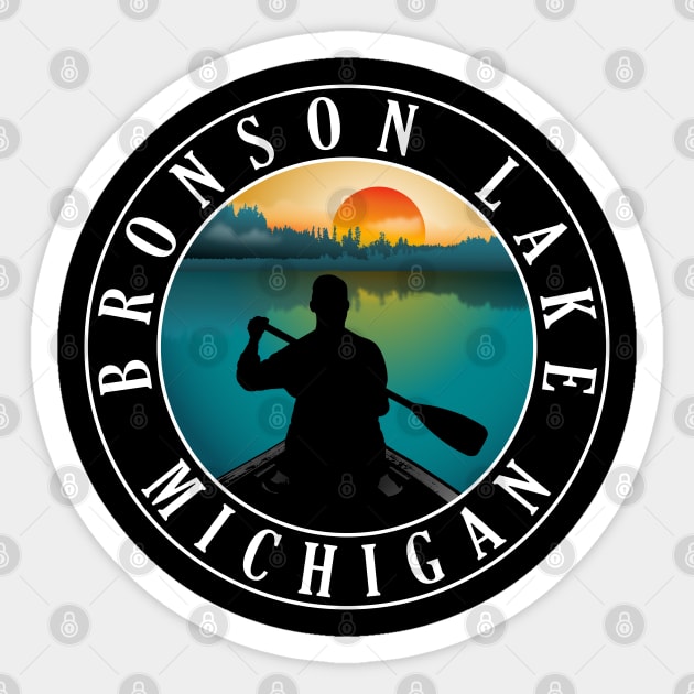 Bronson Lake Canoeing Michigan Sunset Sticker by BirdsEyeWorks